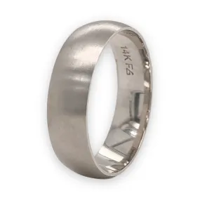 14K W Gold 6mm Width Comfort Fit Band with Brushed Finish and Flat Edge