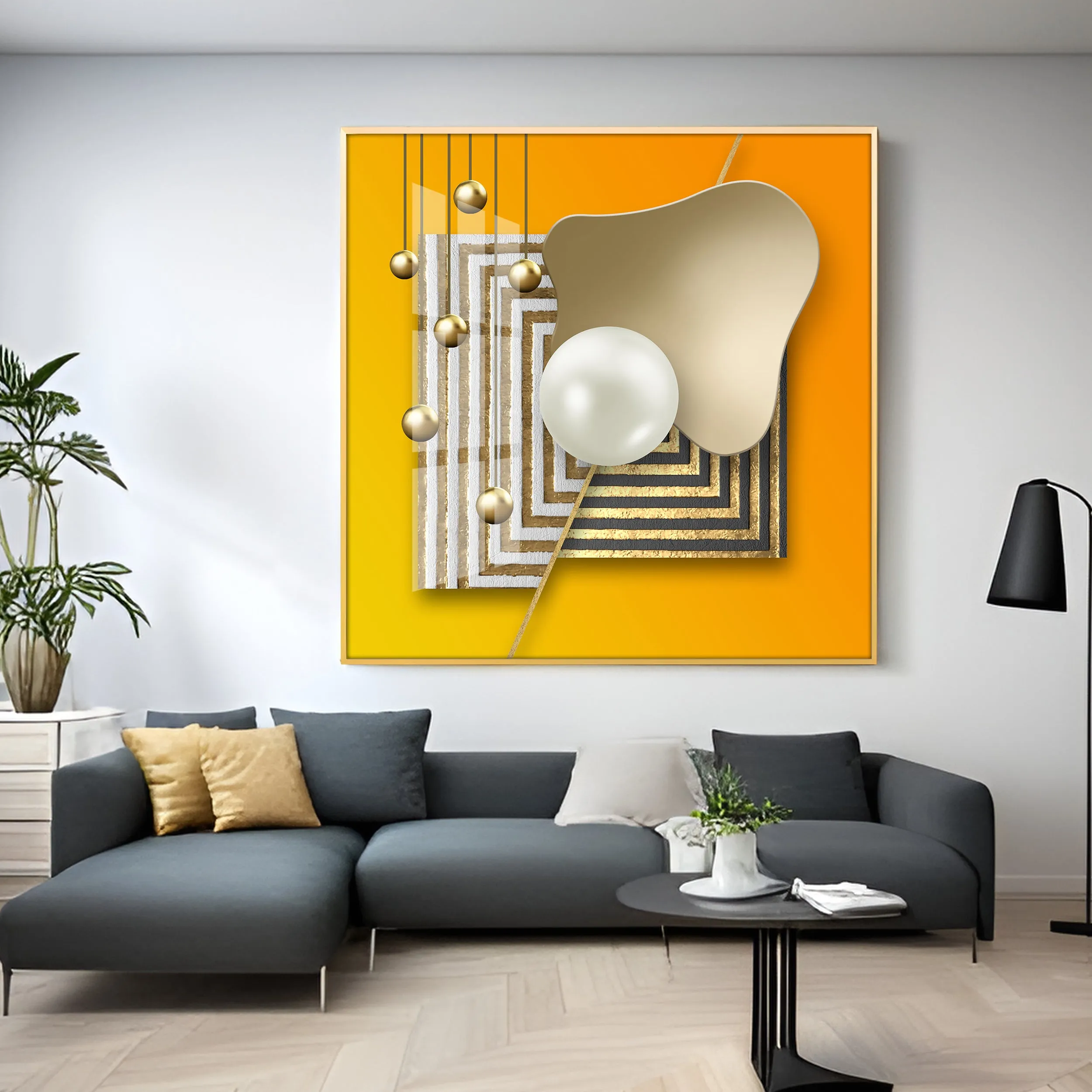 Abstract Gold Premium Acrylic Square Wall Art