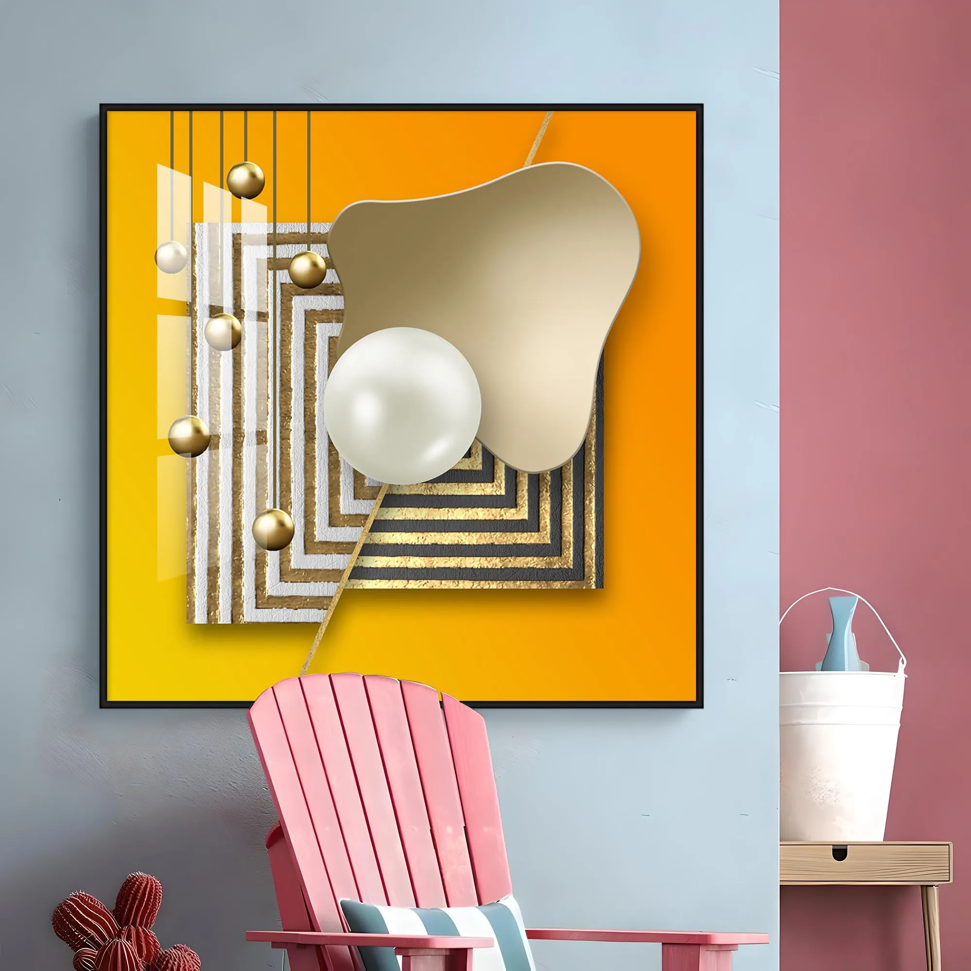 Abstract Gold Premium Acrylic Square Wall Art