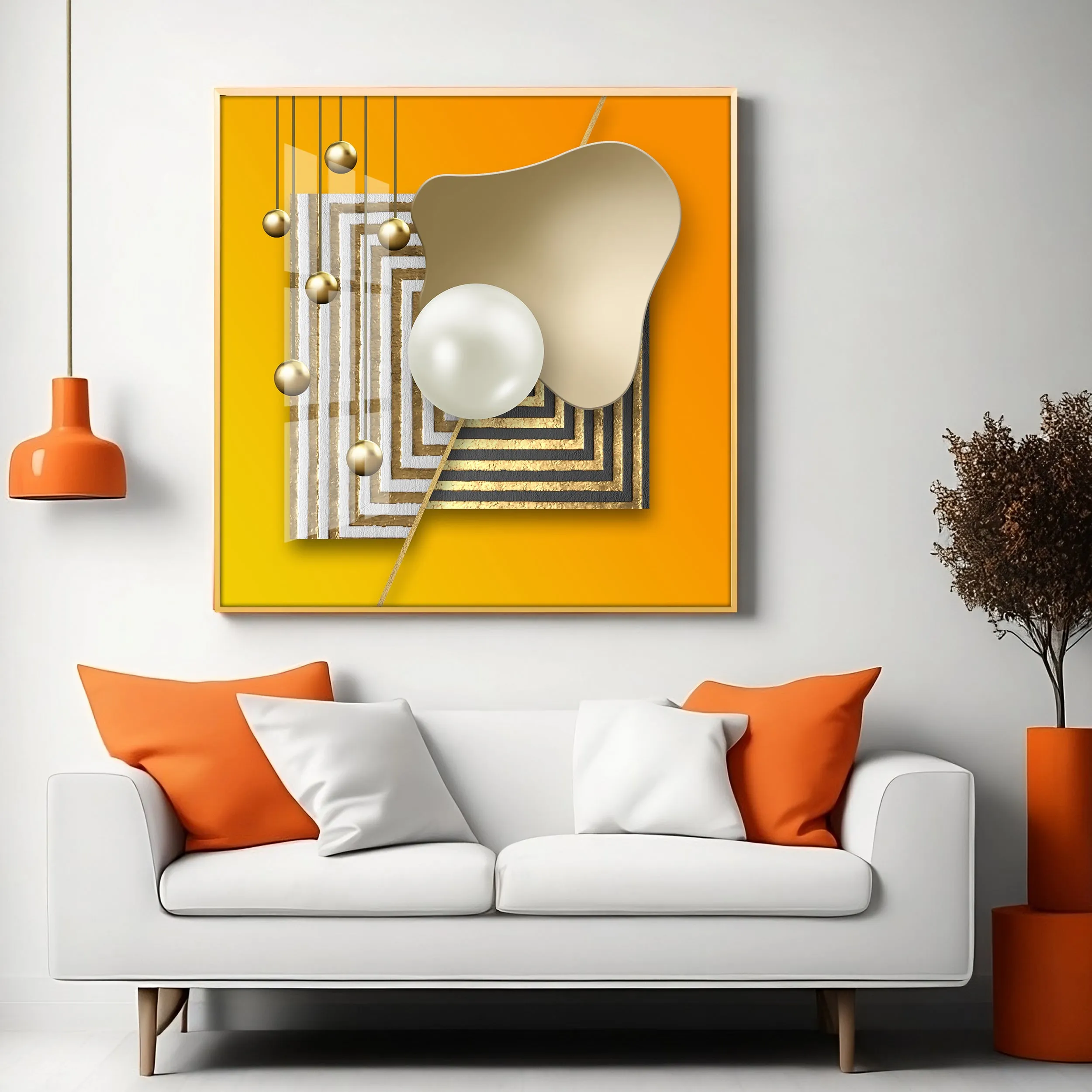 Abstract Gold Premium Acrylic Square Wall Art