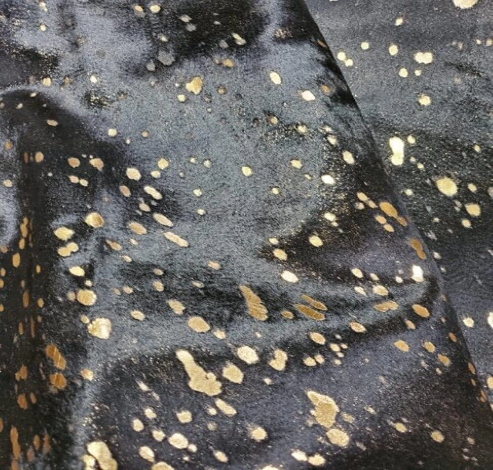 Acid Wash Gold on Black Cowhide