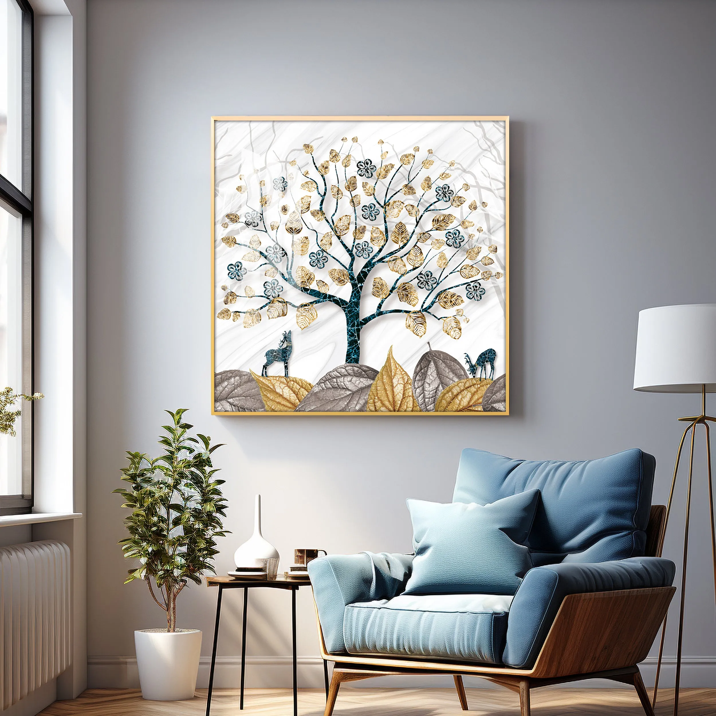 Aesthetic Tree Luxury Crystal Square Wall Art