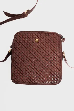 AIGNER BRAIDED BROWN CROSSBODY VINTAGE BAG