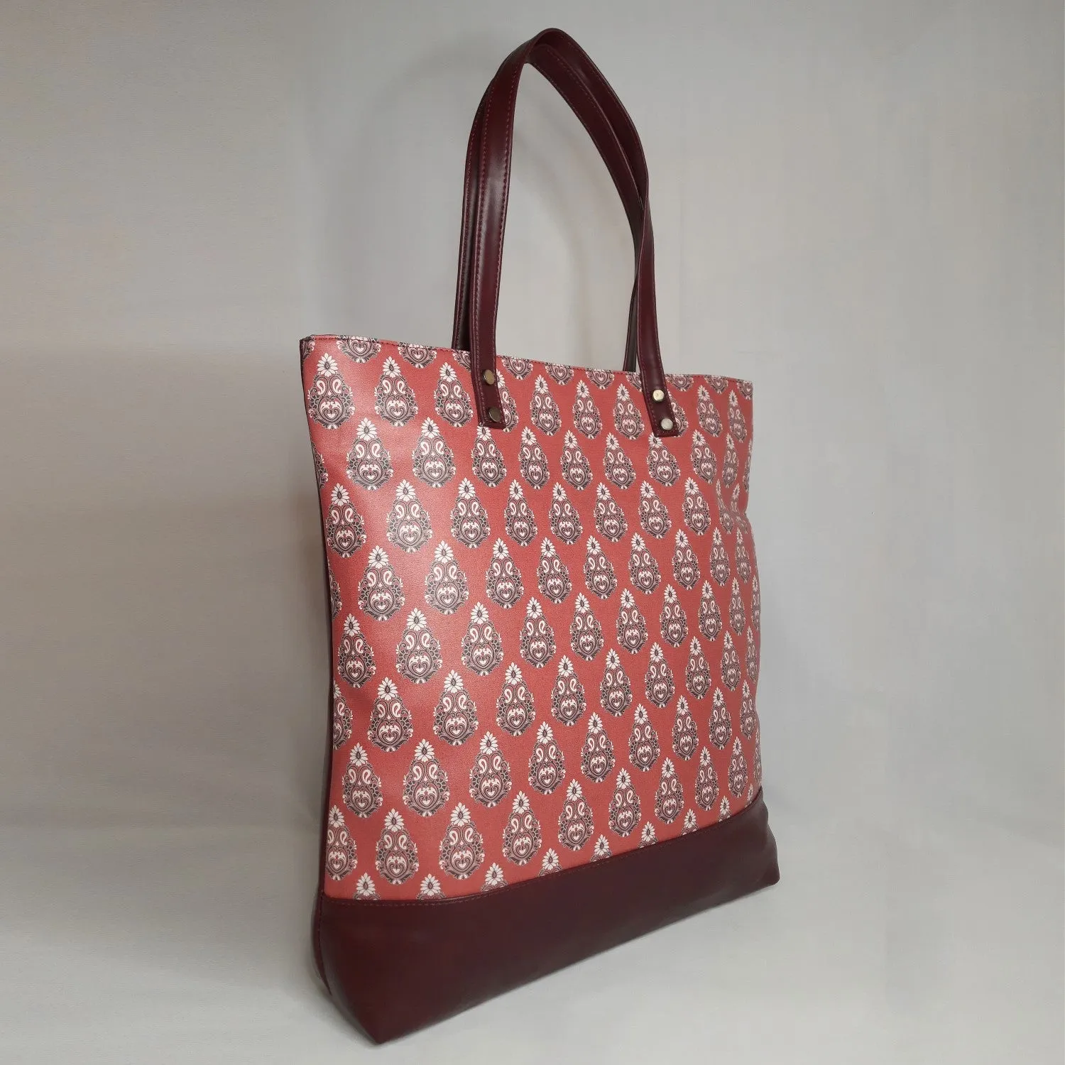 Ajrakh PU Leather Tote Bag