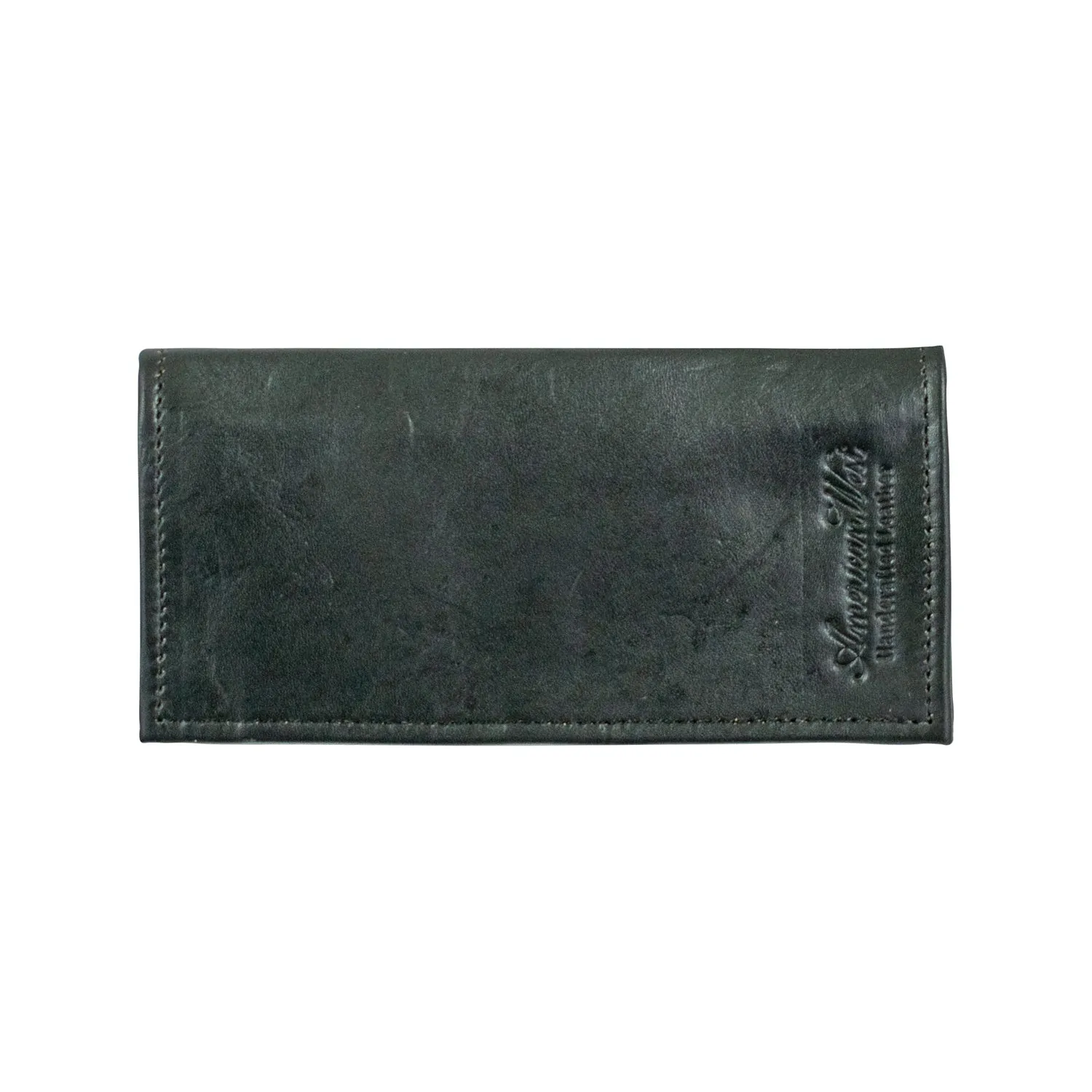 American West Mens Full-Grain Black Leather Rodeo Wallet