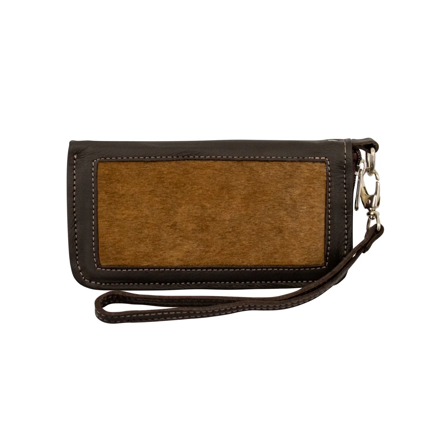 American West Womens Cow Town Brindle Hair-On Leather Zip Around Wallet