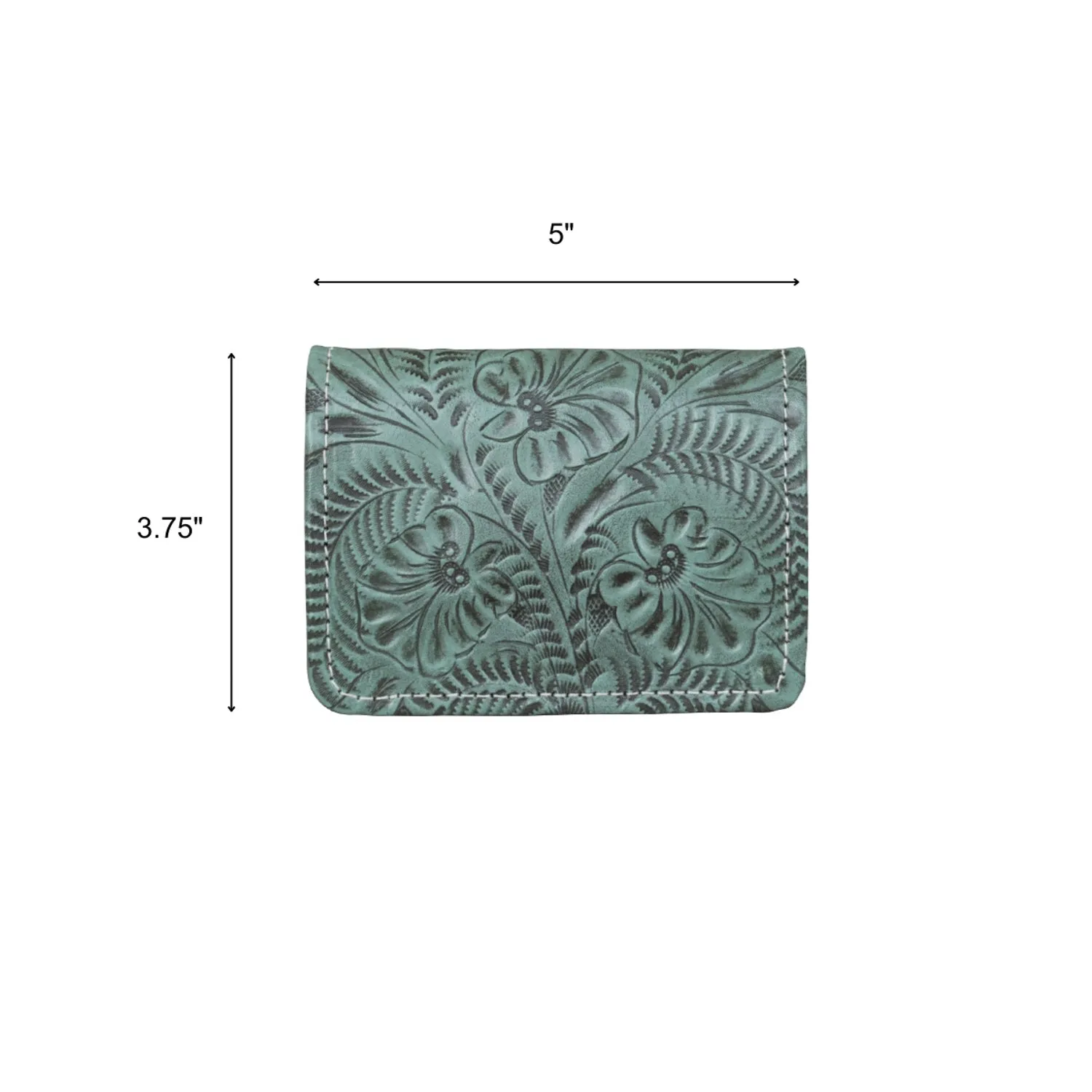 American West Womens Small Light Turquoise Leather Trifold Wallet