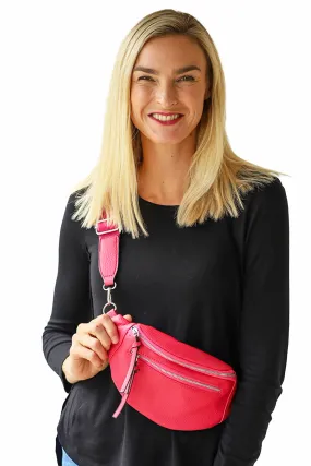 Archer House Cross Body Belt Bag - Hot Pink