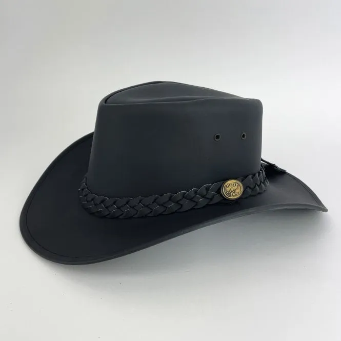 Australian Style Brisbane Waterproof Leather Hat Black