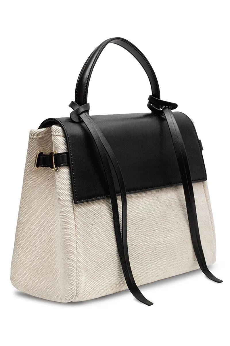 Bank Canvas Leather Handbag