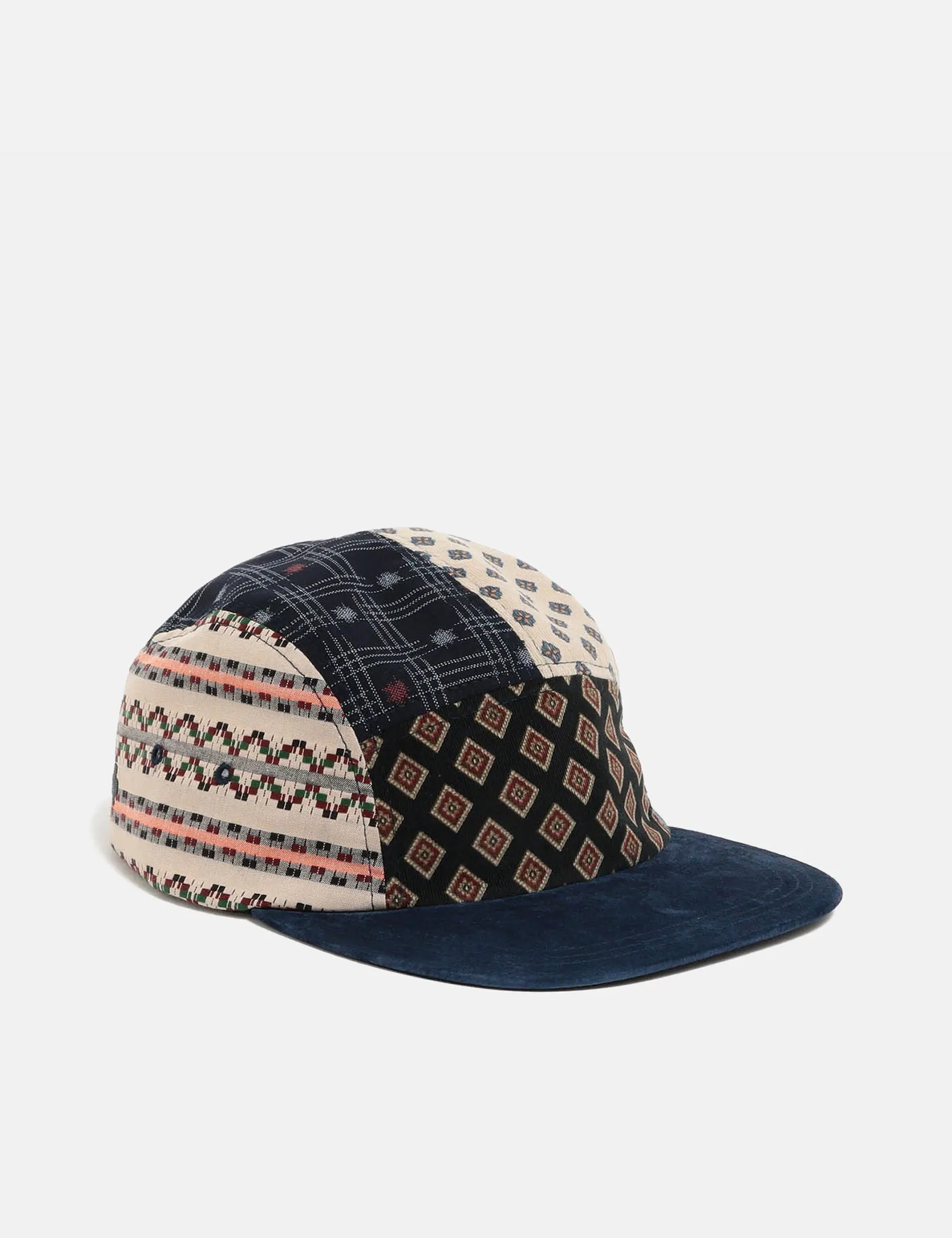 Beams Plus 5 Panel Cap - Multi Navy Blue