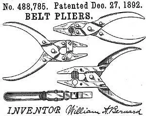 Bernard Belt Pliers US Patent: 488,785 Date: 1891 VINTAGE!!!