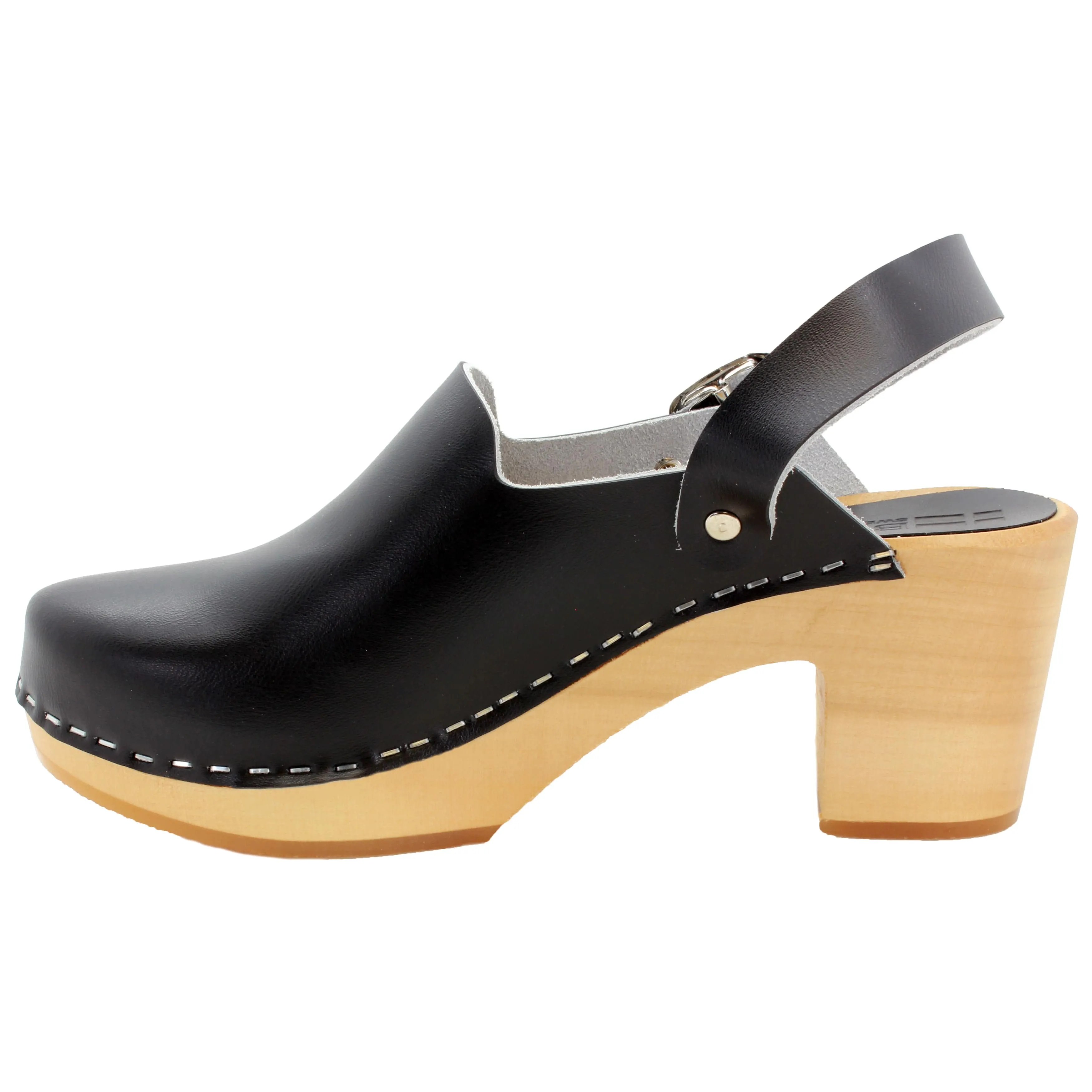 BJORK SVEA Wood Fashion Clog Sandals in Leather - CLOSEOUT