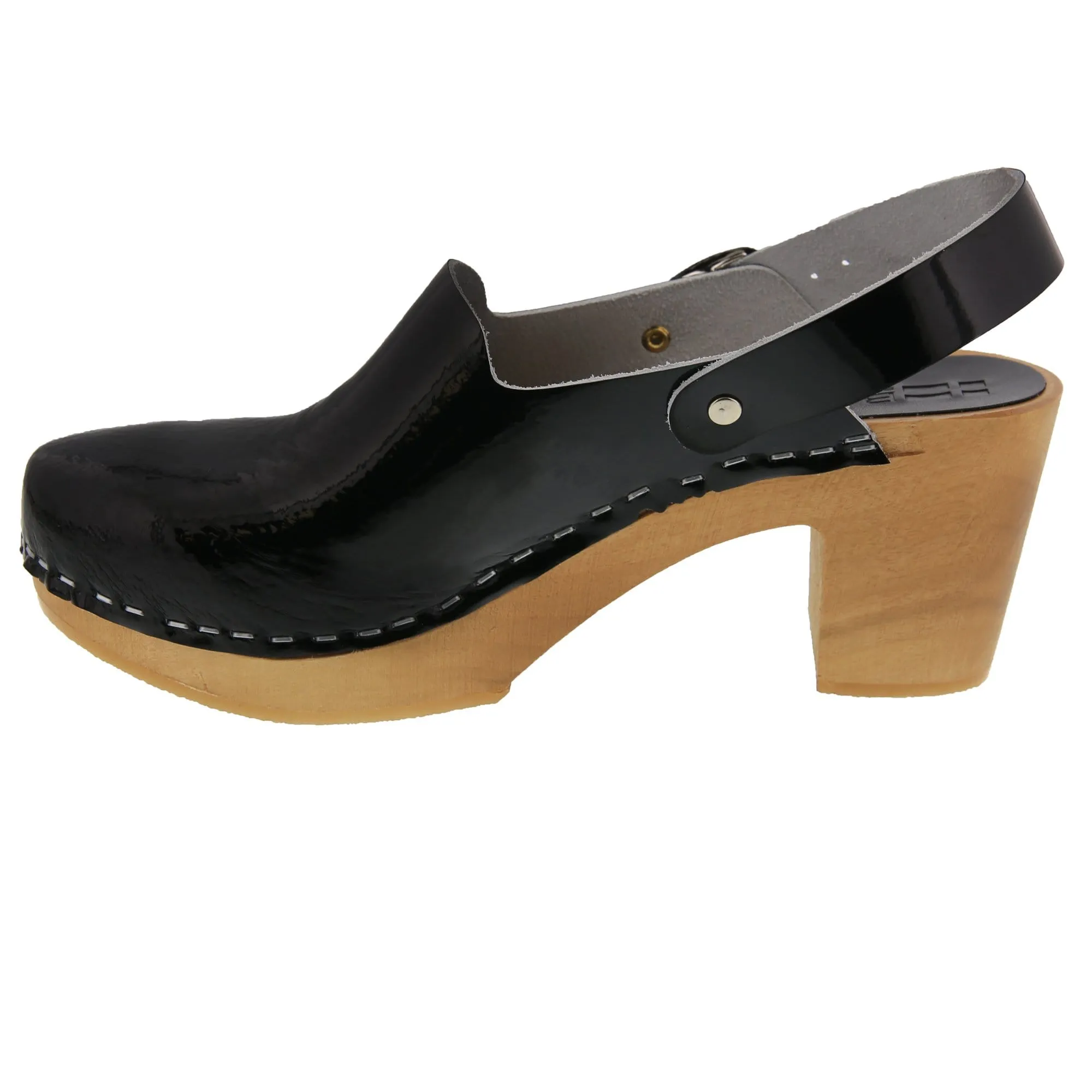 BJORK SVEA Wood Fashion Clog Sandals in Leather - CLOSEOUT