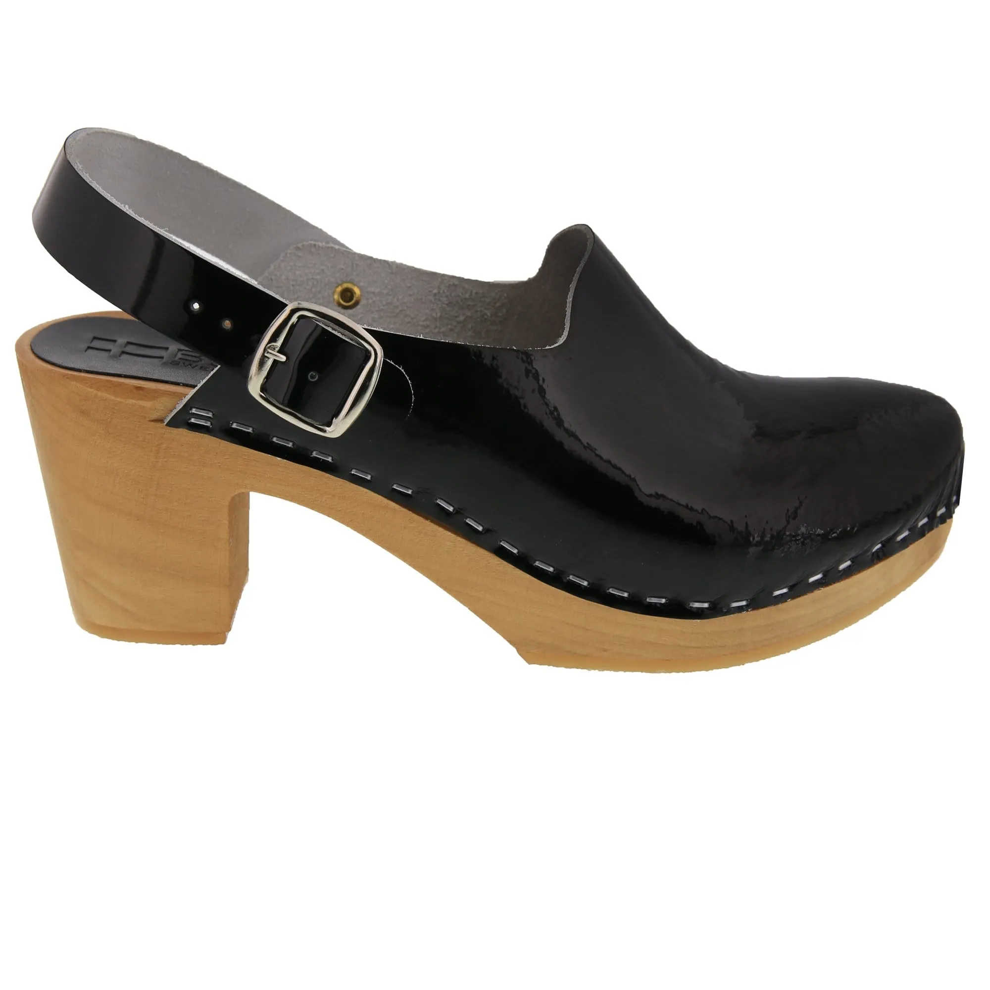 BJORK SVEA Wood Fashion Clog Sandals in Leather - CLOSEOUT