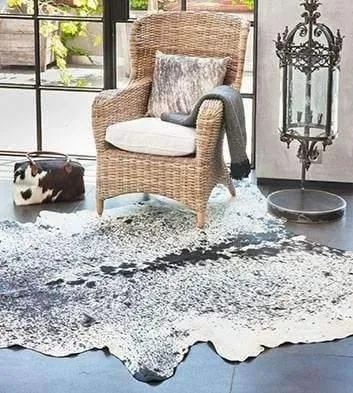 Black and White Peppered Cowhide Rug