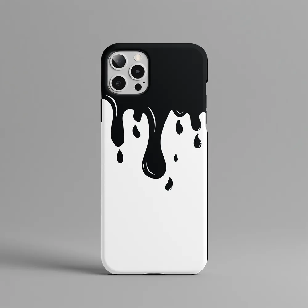 Black Ink on White Drip | Hard Phone Case