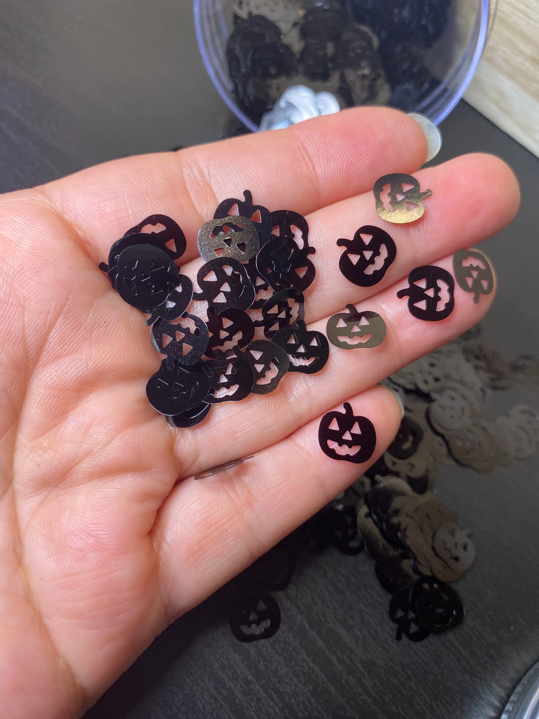 Black matte pumpkins polyester glitter  cosmetic glitter 10mm