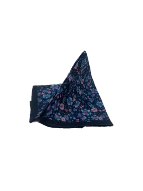 Blue Floral Printed Linen Pocket Square