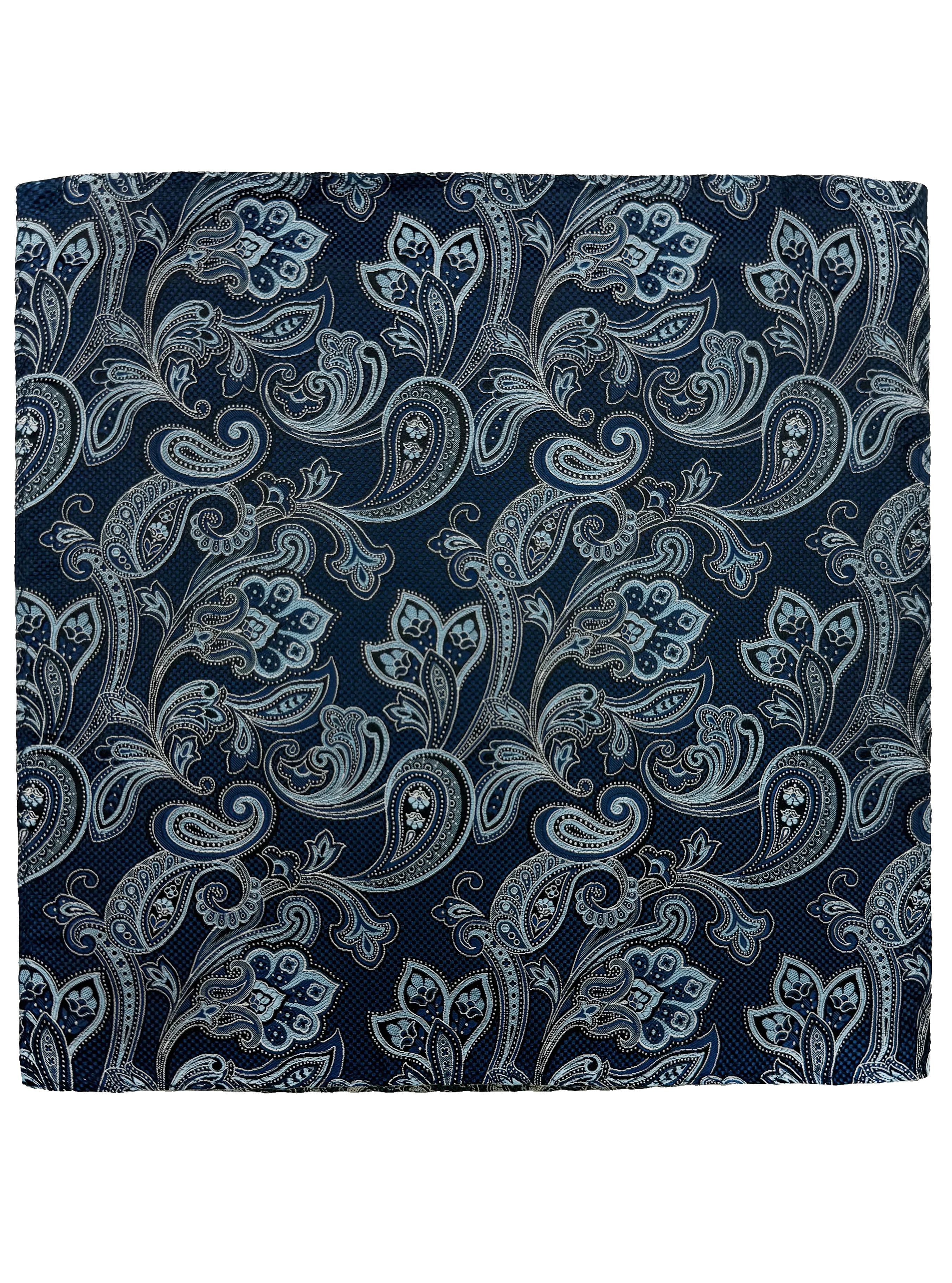 Blue Paisley Print Silk Pocket Square