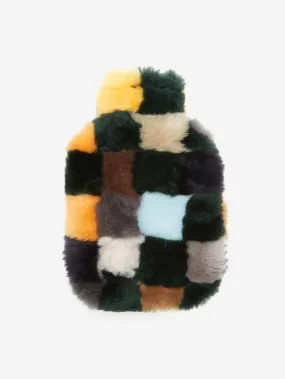 BOCCACCINI Sheepskin Hot Water Bottle - Green/Grey Checkerboard