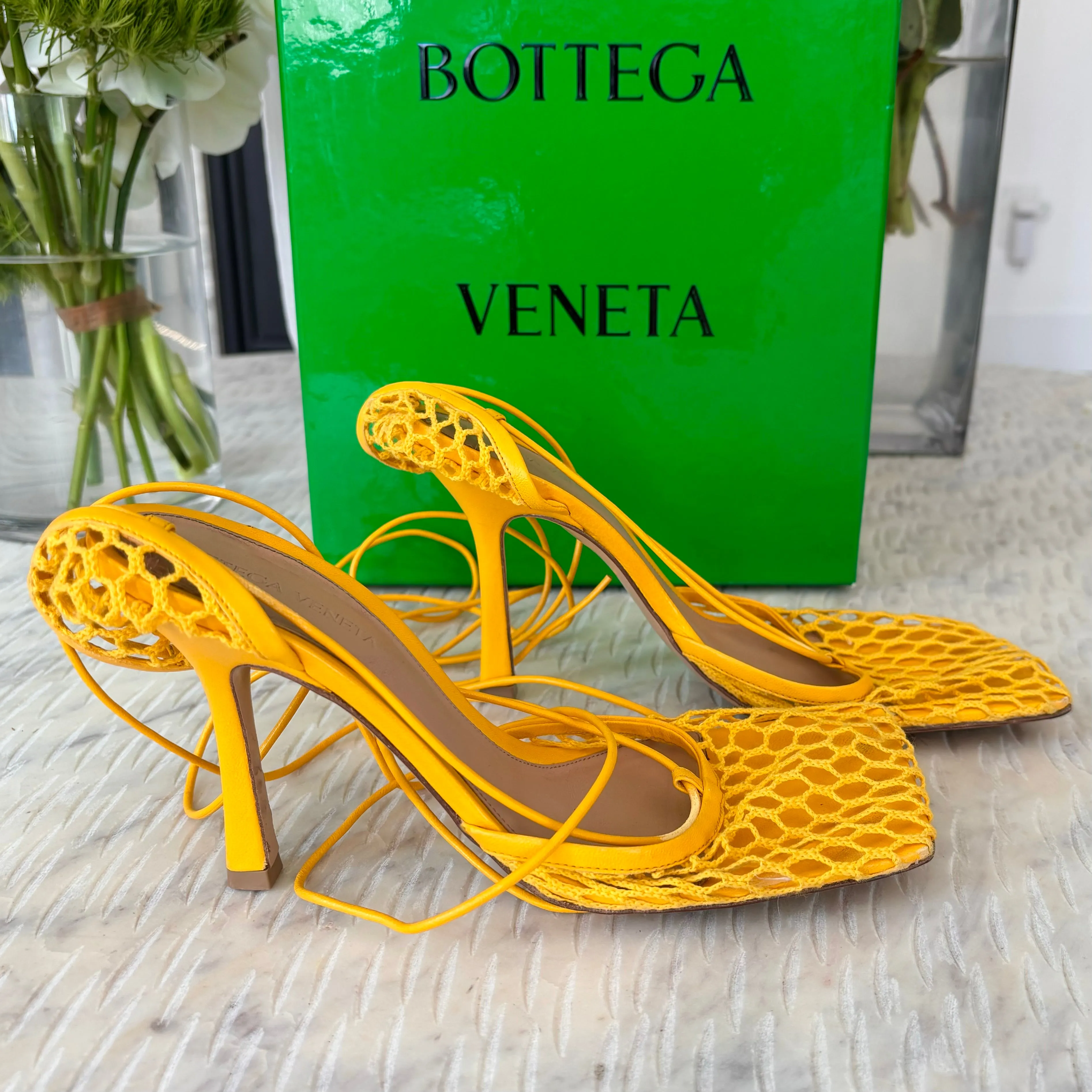 Bottega Veneta Yellow 38 Stretch Heels