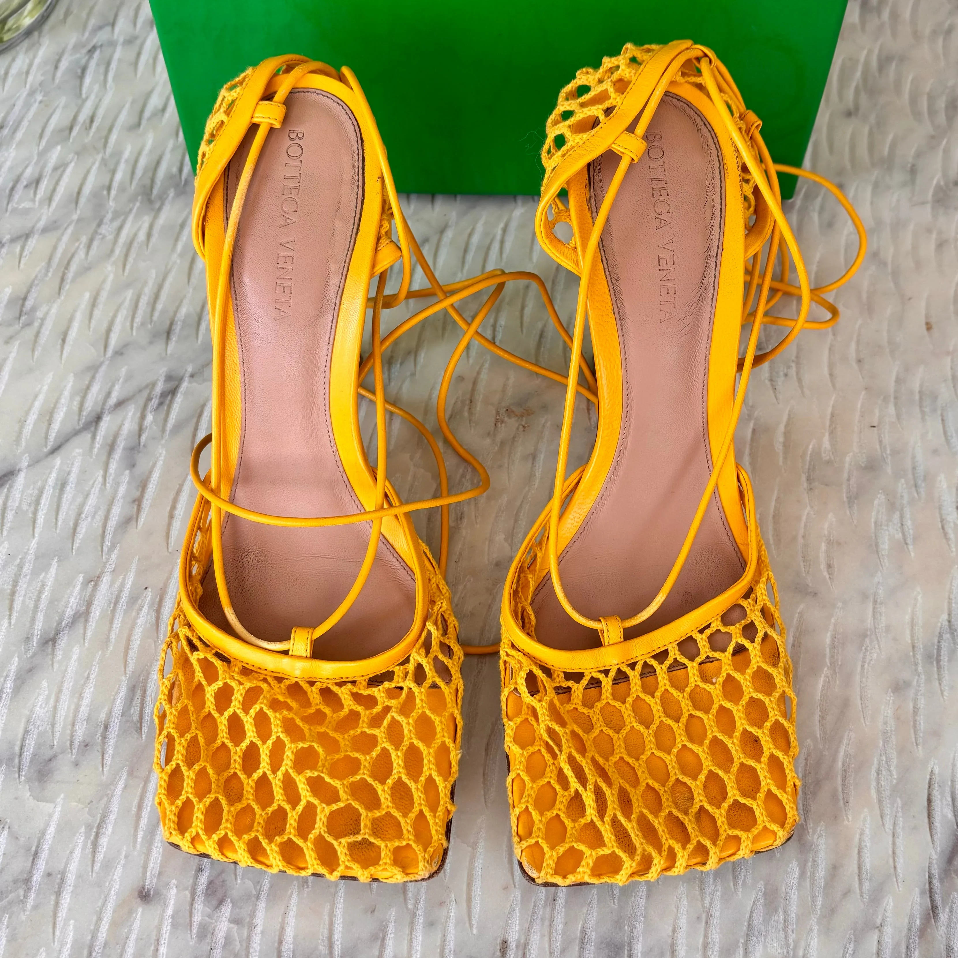 Bottega Veneta Yellow 38 Stretch Heels