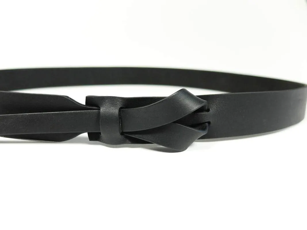 Buckleless Black Leather Belt - 1"