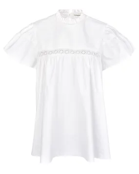 Cap Sleeve Babydoll Blouse - White