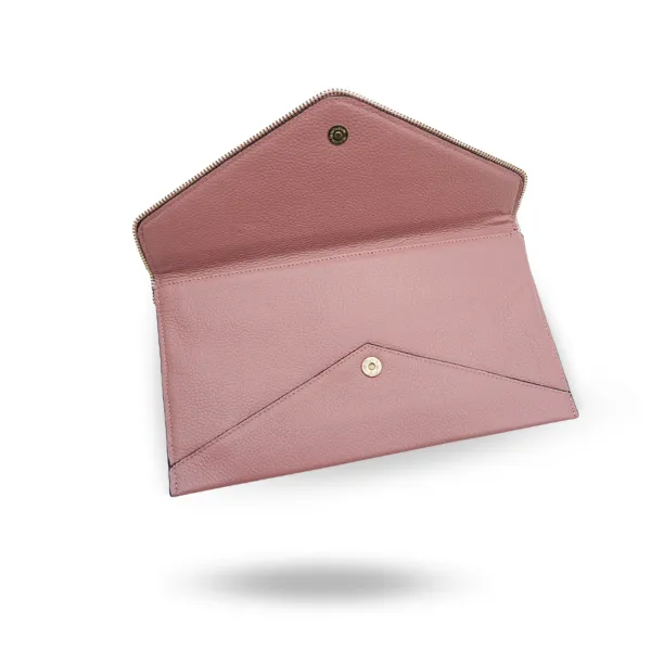 CASTLECRAG - Dusty Rose Pink Clutch with Golden Zipper Detailing