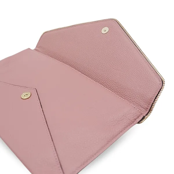 CASTLECRAG - Dusty Rose Pink Clutch with Golden Zipper Detailing