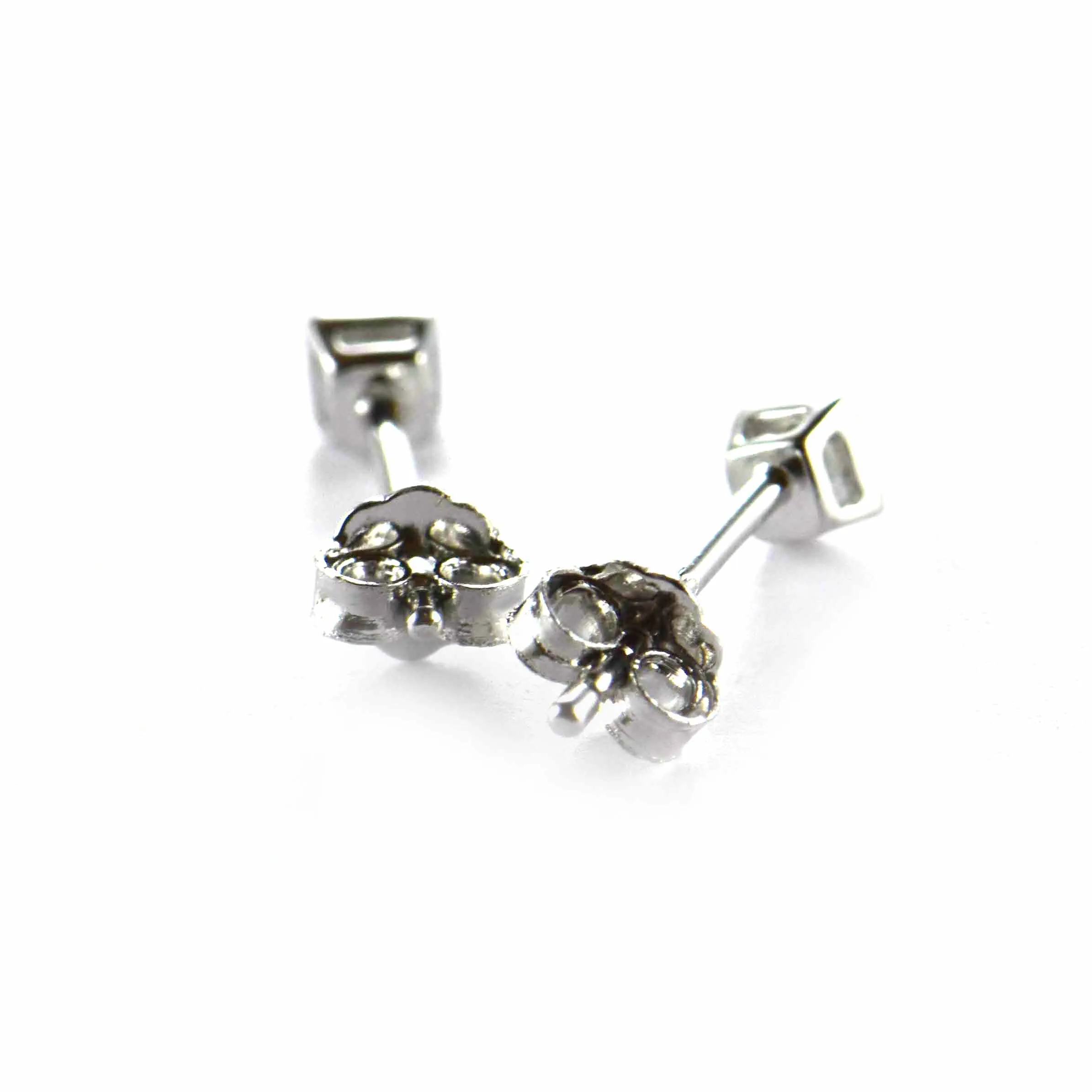 Channel set silver studs earring with CZ