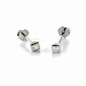 Channel set silver studs earring with CZ