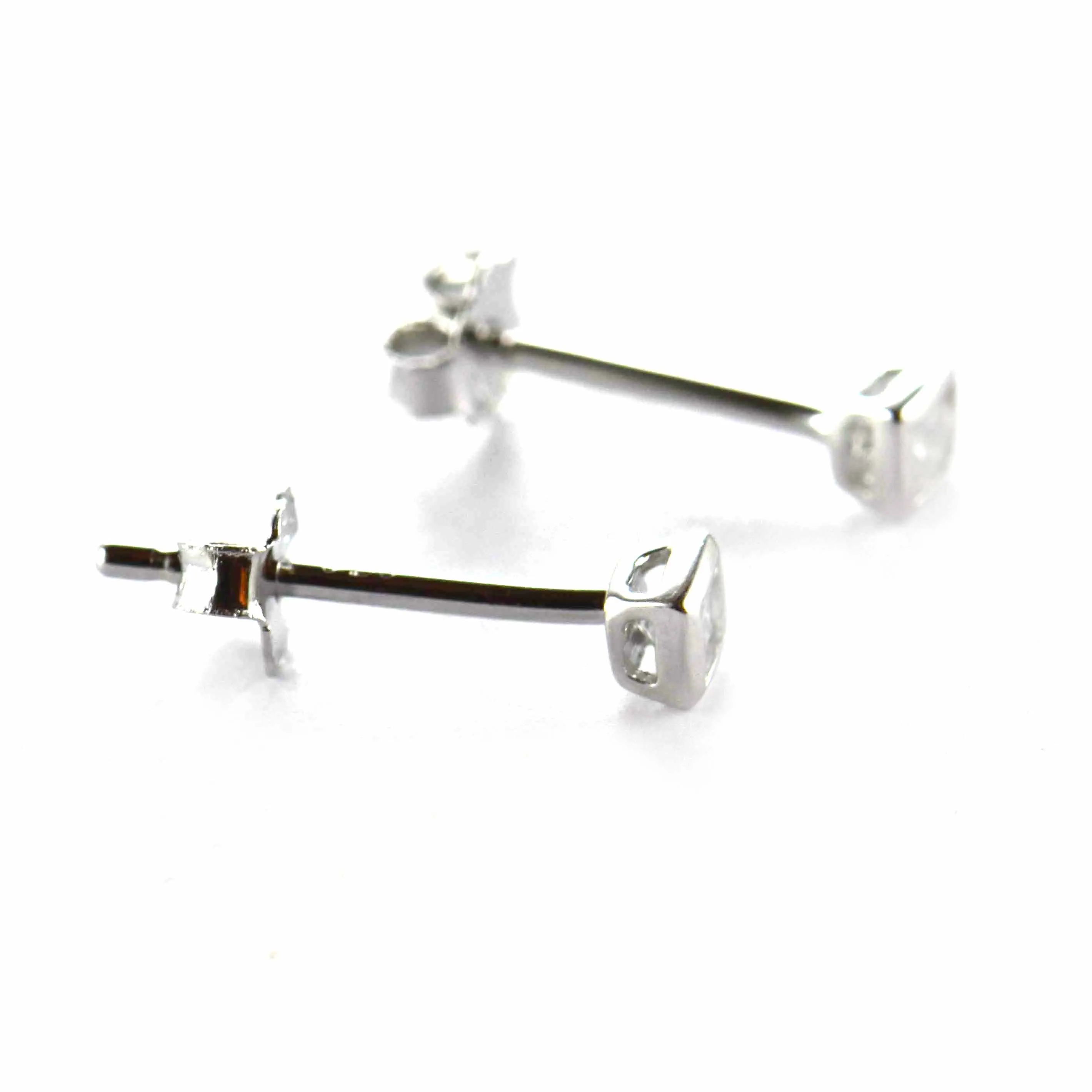 Channel set silver studs earring with CZ