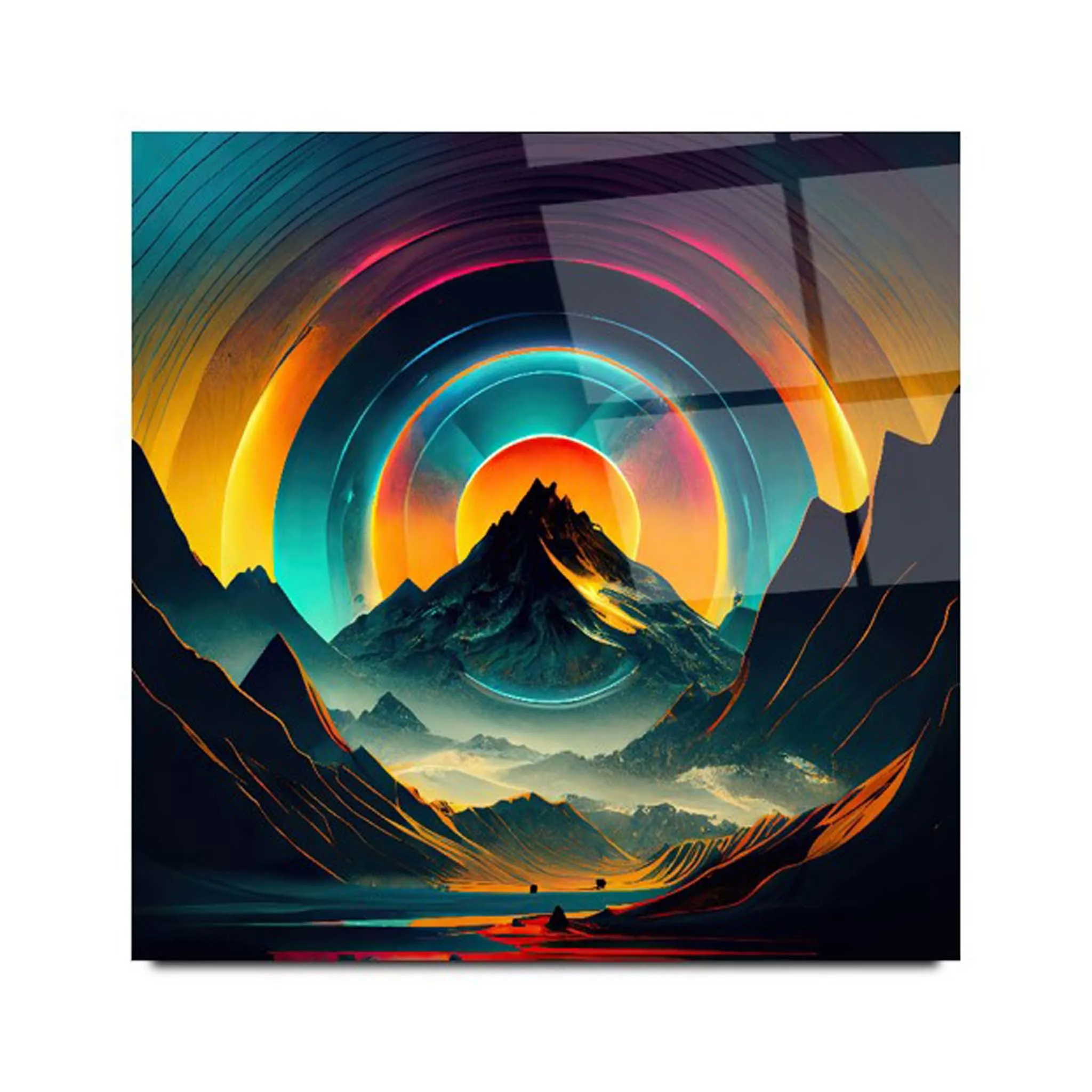 Colorful Mountain Glass Wall Art