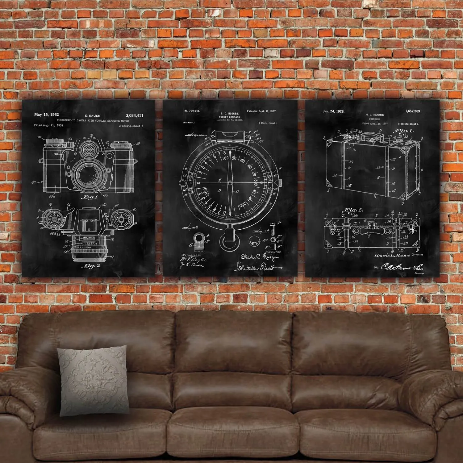 Compass Patent Print Art on Canvas