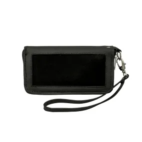 Cow Town Ladies' Zip-Around Wallet - Black and Black Hair on Hide