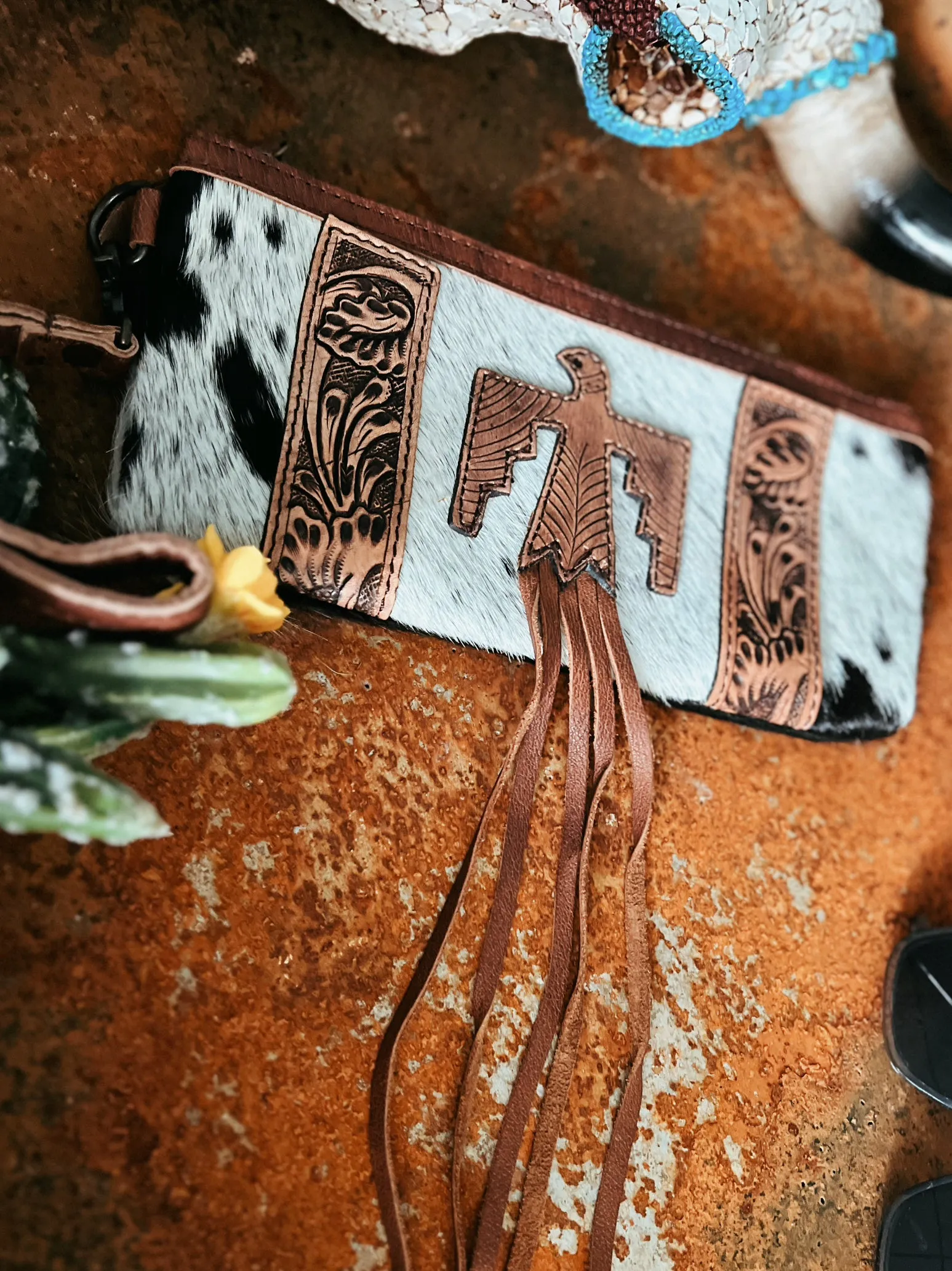 Darling Leather Thunderbird Wristlet