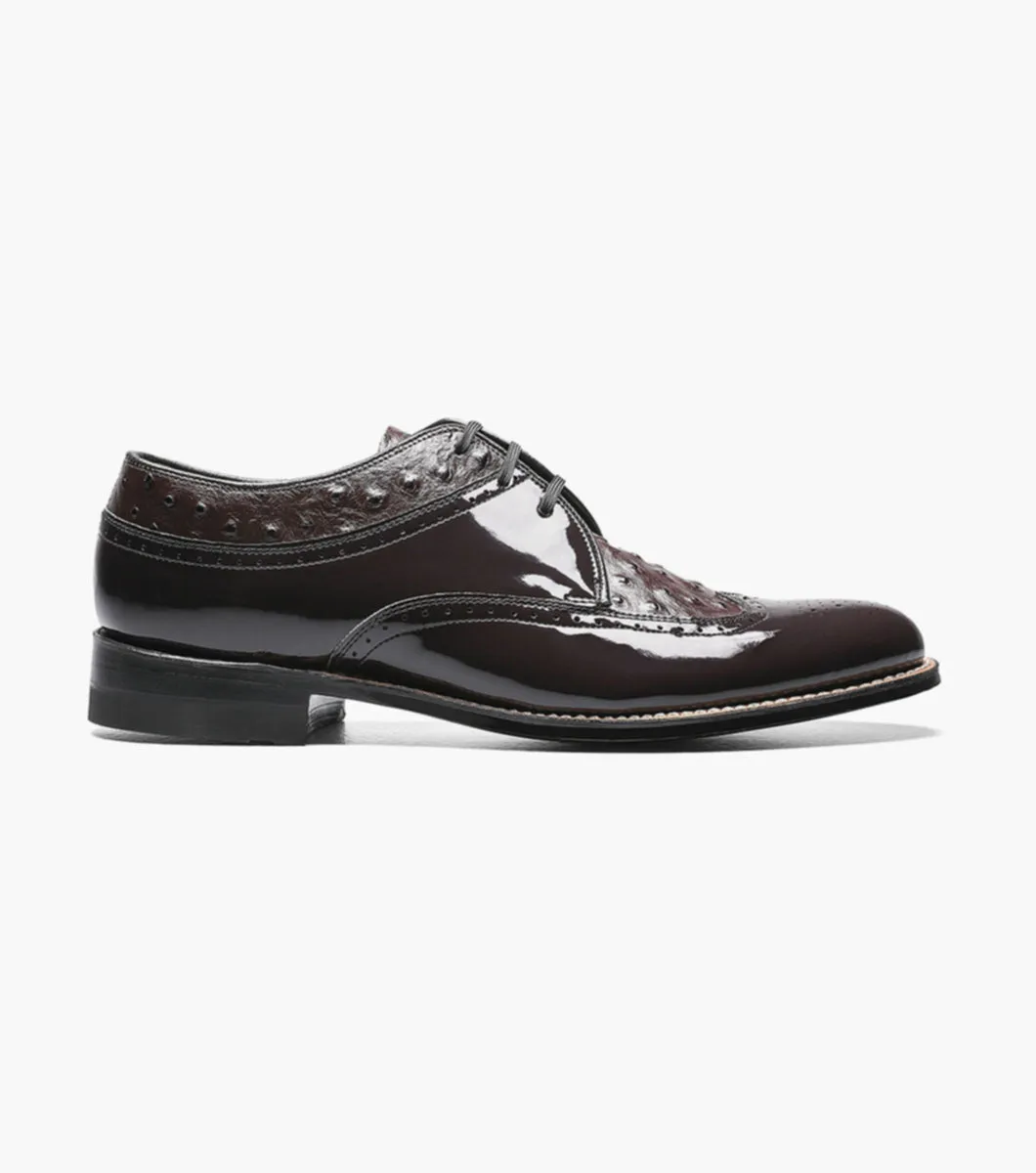 DAYTON Ostrich Wingtip Oxford-Burgundy | STACY ADAMS