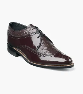 DAYTON Ostrich Wingtip Oxford-Burgundy | STACY ADAMS