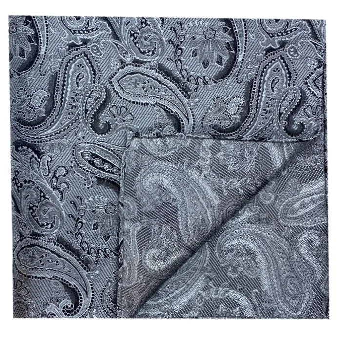 Dormeuil Silver Paisley Pocket Square