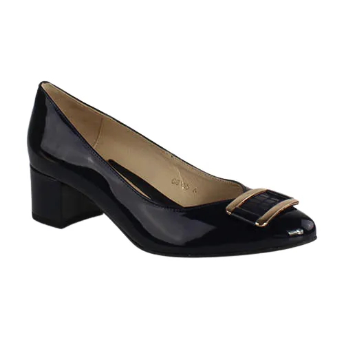 Emis  Block Heeled Pumps - 8155 - Navy Patent