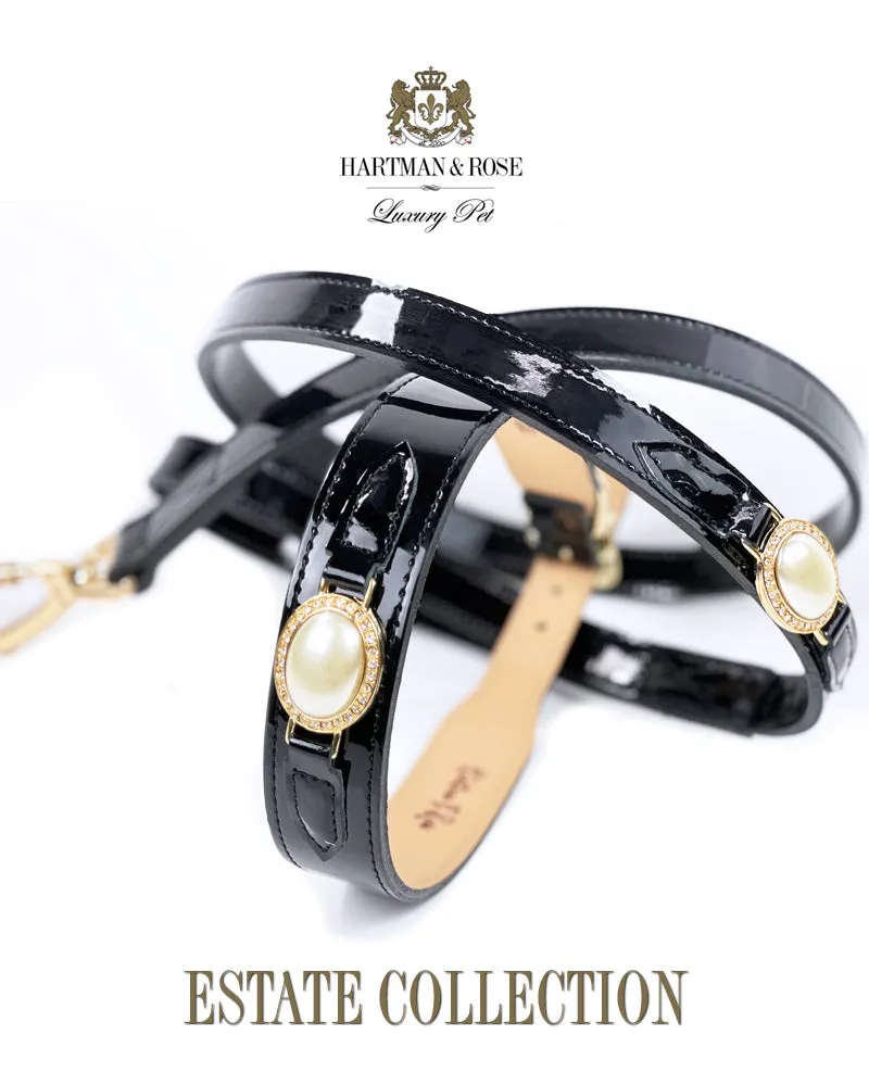 Estate Dog Leash in  Black Patent & Gold