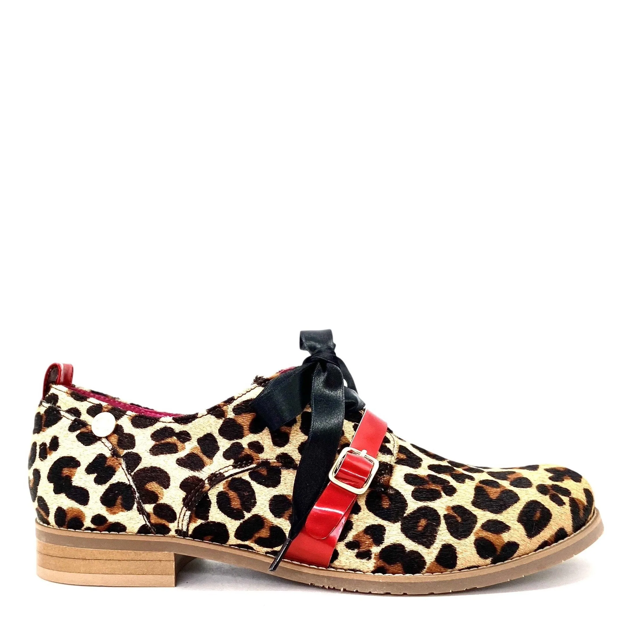 Excuse Moi - Leopard cow hide lace up