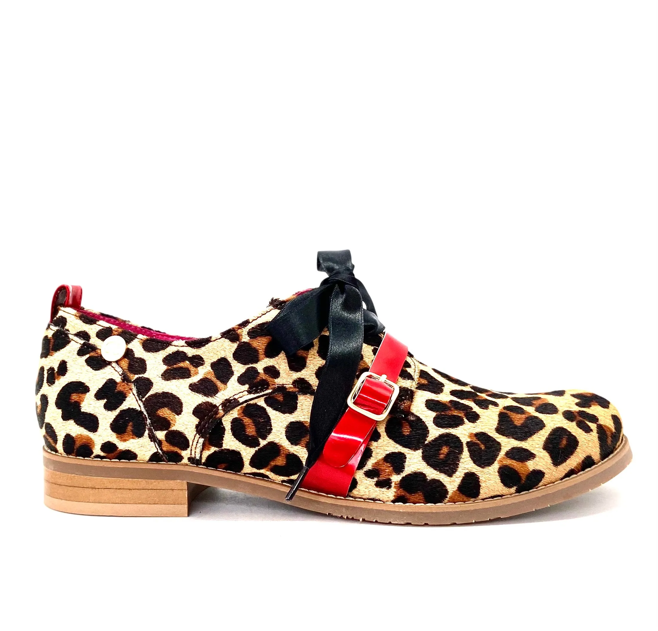 Excuse Moi - Leopard cow hide lace up