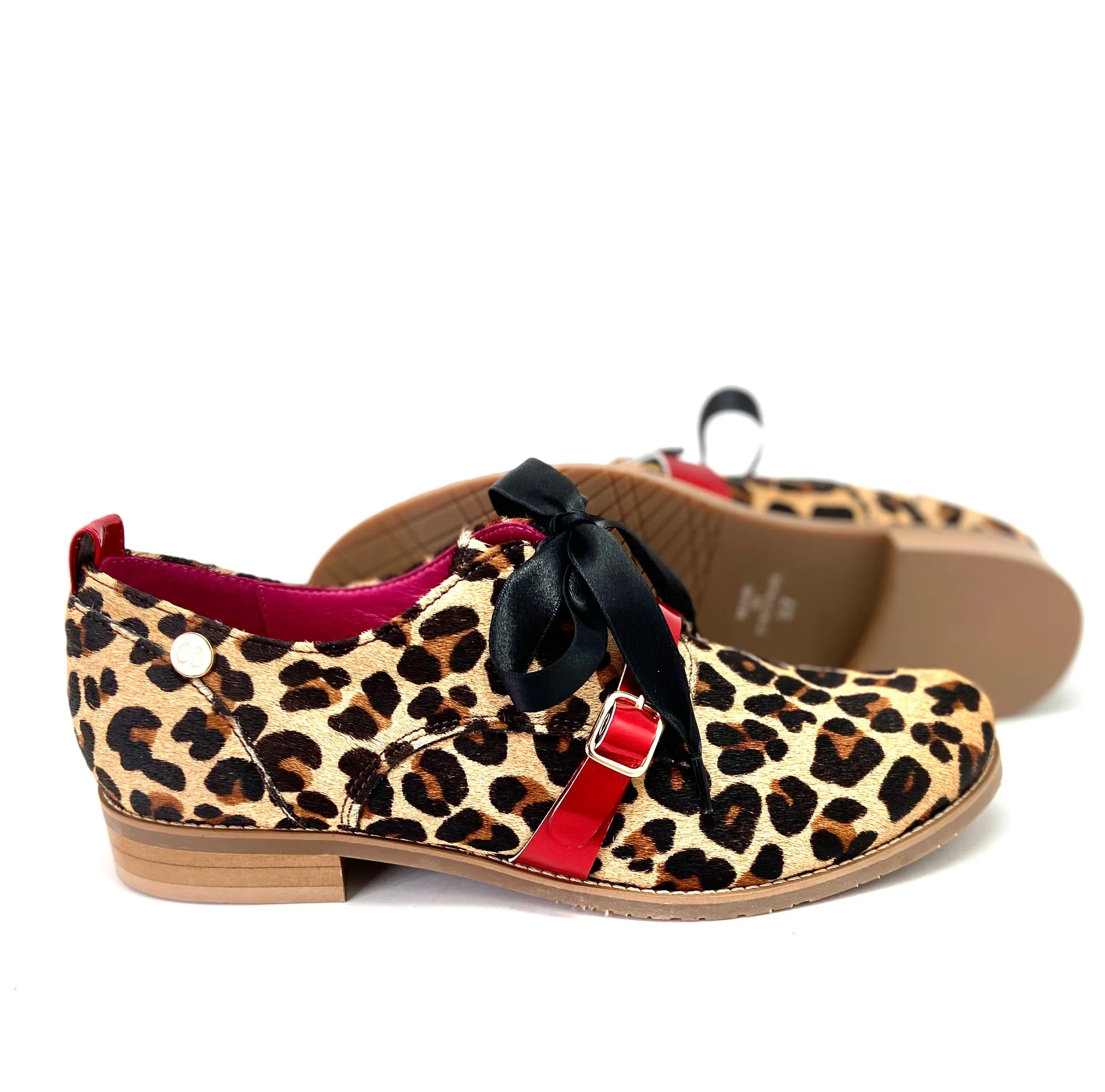 Excuse Moi - Leopard cow hide lace up