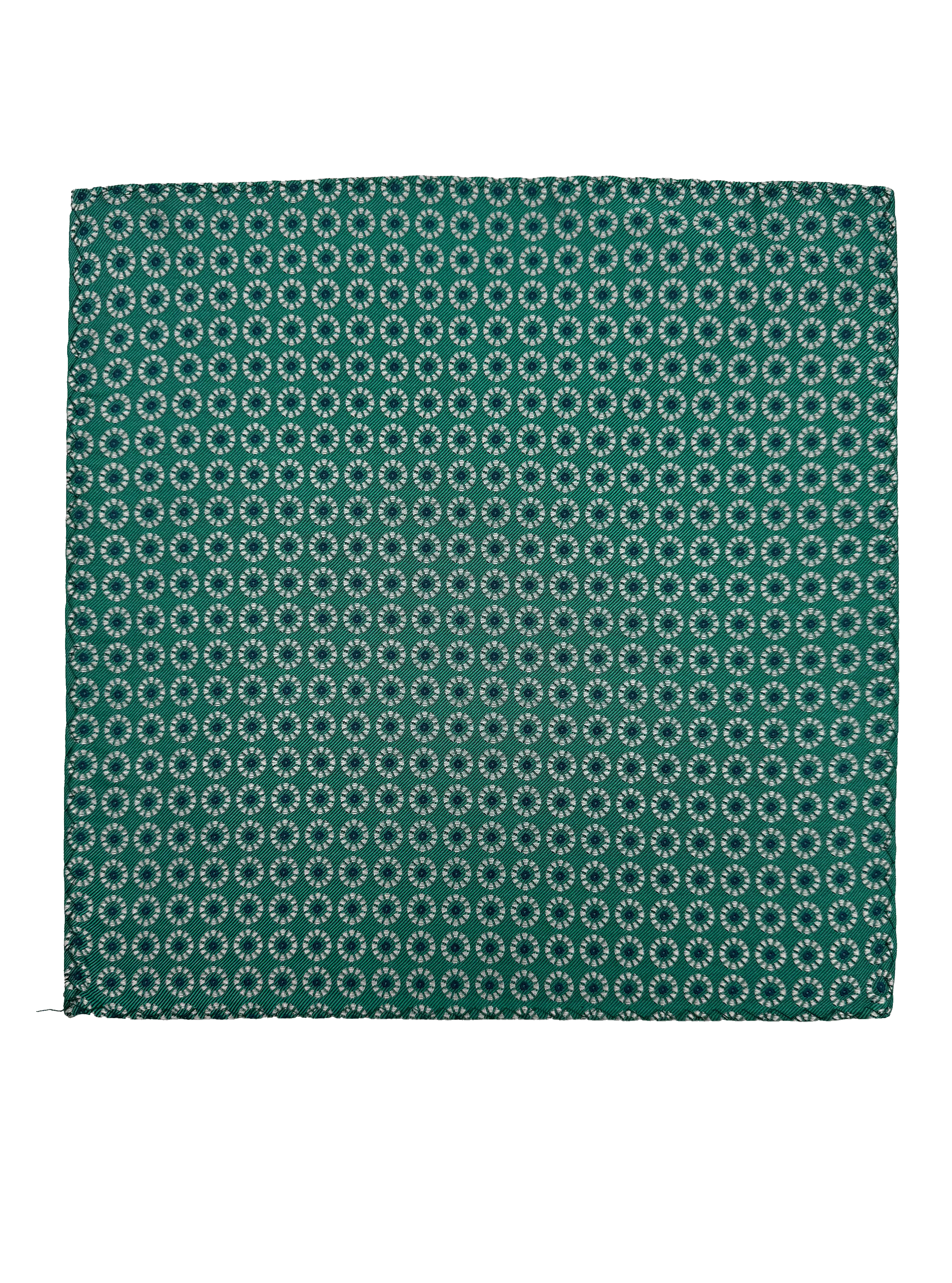 Green Circle Print Silk Pocket Square