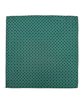 Green Circle Print Silk Pocket Square