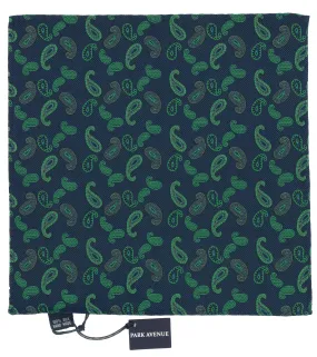 Green Paisley Print Silk Pocket Square