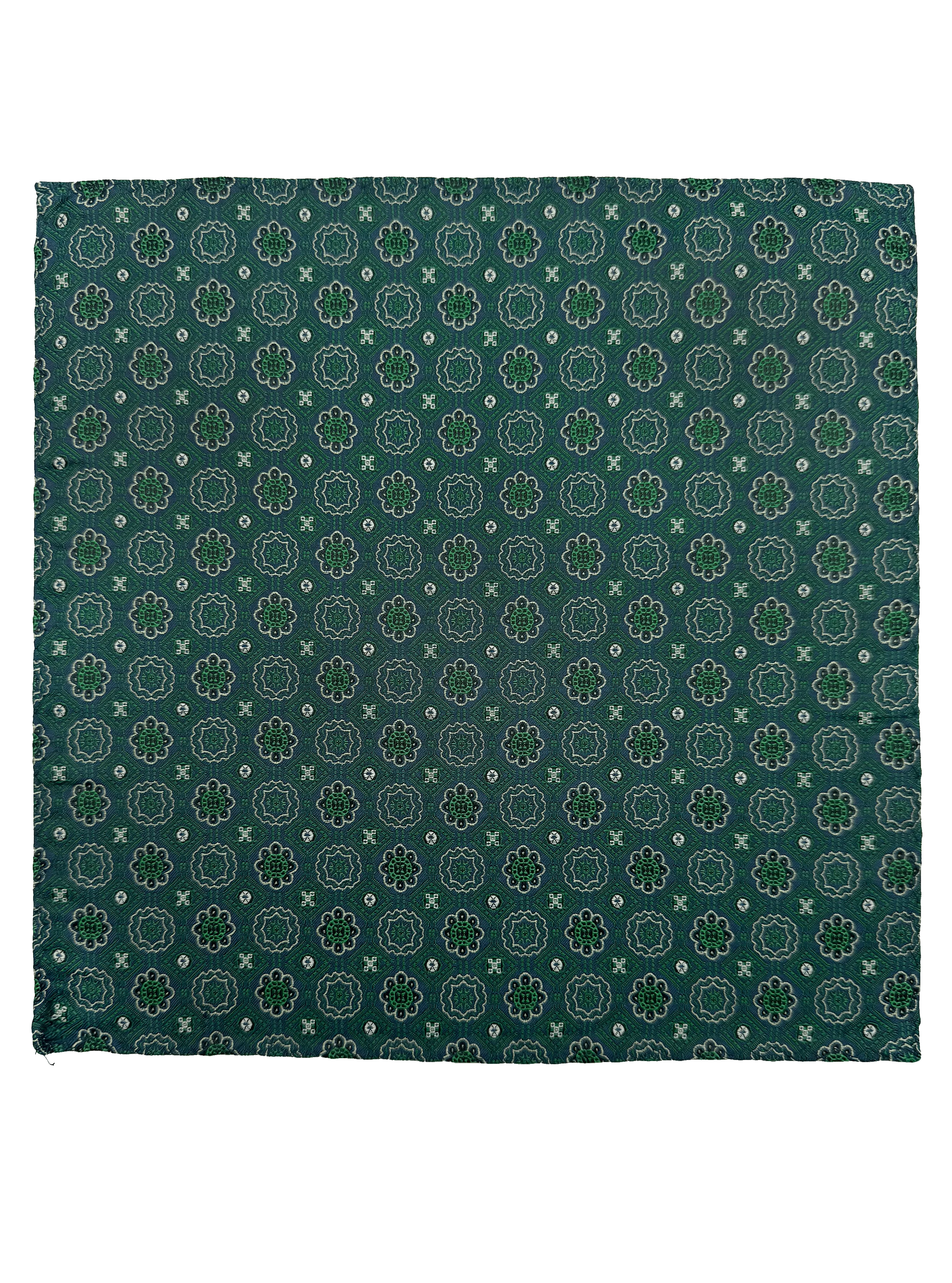 Green Tile Print Silk Pocket Square